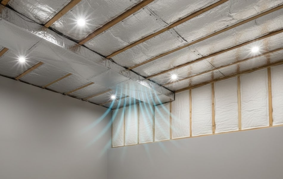 Reflective Insulation & Radiant Barrier Basement Ceilings